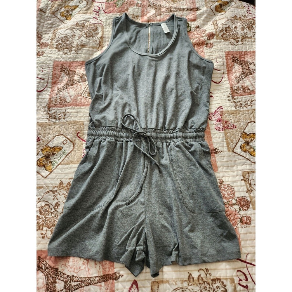 Marika Womens Sleeveless Scoop Neck‎ Stretch Active Romper Shorts Pockets Sz L - Picture 2 of 9